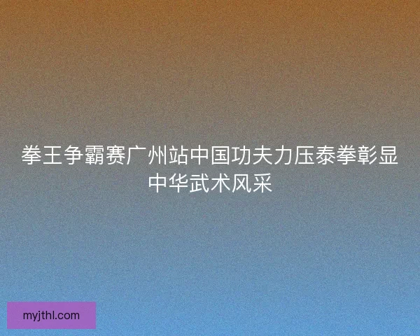 拳王争霸赛广州站中国功夫力压泰拳彰显中华武术风采
